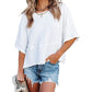🌿Women's Solid Color Splicing Loose Five Points Flare Sleeve T-Shirt