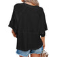🌿Women's Solid Color Splicing Loose Five Points Flare Sleeve T-Shirt