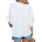 🌿Women's Solid Color Splicing Loose Five Points Flare Sleeve T-Shirt