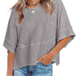 🌿Women's Solid Color Splicing Loose Five Points Flare Sleeve T-Shirt
