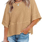 🌿Women's Solid Color Splicing Loose Five Points Flare Sleeve T-Shirt