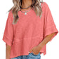 🌿Women's Solid Color Splicing Loose Five Points Flare Sleeve T-Shirt