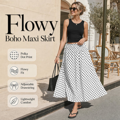 🌿 Flowy Polka Dot Skirt — Soft Chiffon Fabric | Drapes Beautifully