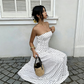 🌸 Elegant Off-Shoulder Dress — Delicate Polka Dot Print | Flattering Cinched Waist