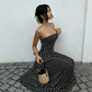🌸 Elegant Off-Shoulder Dress — Delicate Polka Dot Print | Flattering Cinched Waist
