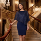 ✨ Women's Elegant Sequin Asymmetrical Cape Slim Fit Midi Dress — Statement Sparkle Party Dress