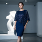 ✨ Women's Elegant Sequin Asymmetrical Cape Slim Fit Midi Dress — Statement Sparkle Party Dress