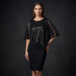 ✨ Women's Elegant Sequin Asymmetrical Cape Slim Fit Midi Dress — Statement Sparkle Party Dress