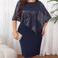 ✨ Women's Elegant Sequin Asymmetrical Cape Slim Fit Midi Dress — Statement Sparkle Party Dress