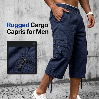 ☁️ Relaxed Fit Capri Cargo Pants — Elastic Waist with Drawstring