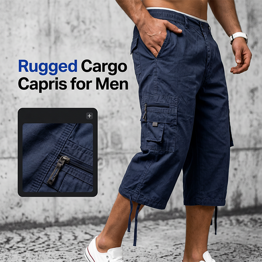 ☁️ Relaxed Fit Capri Cargo Pants — Elastic Waist with Drawstring
