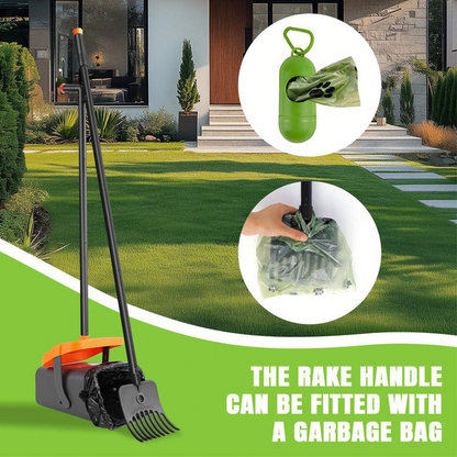🏡 Long Reach Pooper Scooper with Bin & Rake — 97cm Adjustable Handle | Odour-Sealed Waste Container