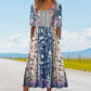 👗 Women's Elegant Bohemian Print Dress — Floral Boho Maxi with V-Neck
