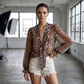 🐆 Leopard Print Long Sleeve Top — Wrap V-Neck Design