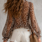 🐆 Leopard Print Long Sleeve Top — Wrap V-Neck Design