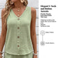 👗 Women's Casual V-Neck Sleeveless Two-Piece Set — Co-ord Matching Top & Wide Leg Pants