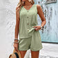 👗 Women's Casual V-Neck Sleeveless Two-Piece Set — Co-ord Matching Top & Wide Leg Pants