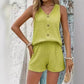 👗 Women's Casual V-Neck Sleeveless Two-Piece Set — Co-ord Matching Top & Wide Leg Pants
