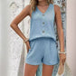 👗 Women's Casual V-Neck Sleeveless Two-Piece Set — Co-ord Matching Top & Wide Leg Pants