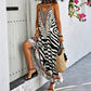 👗 Women's Animal Print Backless Halter Maxi Dress