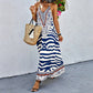 👗 Women's Animal Print Backless Halter Maxi Dress