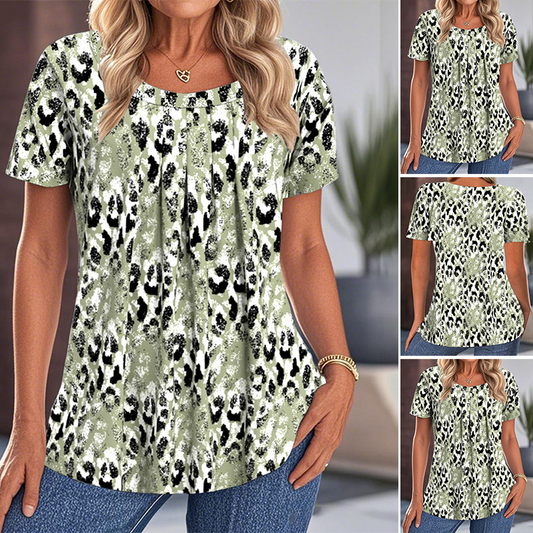 👚 Women's Casual Printed Round Neck Short Sleeve Top — Lightweight Summer T-Shirt | Relaxed Fit | Versatile Everyday Wear