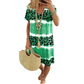 👗 Women's Casual Tie Dye Leopard Print V-Neck Dress — Trendy Mix Print T-Shirt Dress | Relaxed Loose Fit | Short Sleeve