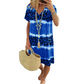 👗 Women's Casual Tie Dye Leopard Print V-Neck Dress — Trendy Mix Print T-Shirt Dress | Relaxed Loose Fit | Short Sleeve
