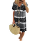 👗 Women's Casual Tie Dye Leopard Print V-Neck Dress — Trendy Mix Print T-Shirt Dress | Relaxed Loose Fit | Short Sleeve