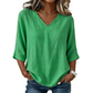 👚 Women's Casual V-Neck 3/4 Sleeve Blouse — Lightweight Flowy Top | Relaxed Fit