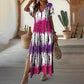👗 Women's Casual V-Neck Gradient Dress — Relaxed Ombre Colour Dress | Soft Flowing Fabric