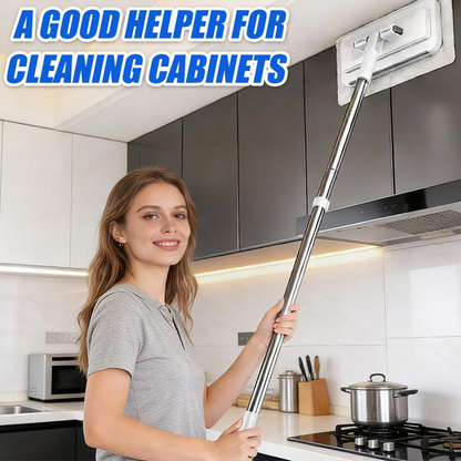 🧹 Hands-Free Flat Mop with Universal Cloth Clamp — Zero-Touch Cloth Change