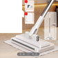 🧹 Hands-Free Flat Mop with Universal Cloth Clamp — Zero-Touch Cloth Change