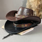 🤠 Vintage Wide Brim Cowboy Hat with Adjustable Strap
