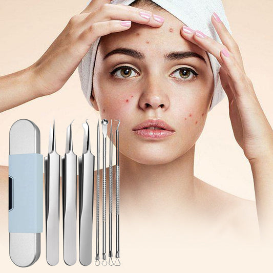 🔧 Stainless Steel Blackhead Remover Tool Kit — 7 PCS Comedone Extractor & Pimple Popper Set
