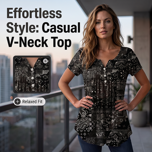 👚 Women's Casual V-Neck Top — Relaxed Loose Fit Everyday Essential