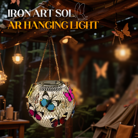 🏮 Iron Art Solar Hanging Light — Hollow-Out Metal Lantern with Warm LED Glow