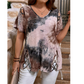 👚 Women's Summer V-Neck Printed Top — Lightweight Floral Print Top with 3/4 Sleeves