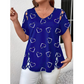 👚 Women's Summer V-Neck Printed Top — Lightweight Floral Print Top with 3/4 Sleeves