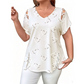 👚 Women's Summer V-Neck Printed Top — Lightweight Floral Print Top with 3/4 Sleeves