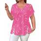 👚 Women's Summer V-Neck Printed Top — Lightweight Floral Print Top with 3/4 Sleeves