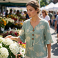 👚 Women's Summer Floral Top with Ruffle Sleeve — Lightweight V-Neck Blouse with Cascade Ruffle Detail