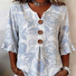 👚 Women's Summer Floral Top with Ruffle Sleeve — Lightweight V-Neck Blouse with Cascade Ruffle Detail
