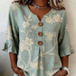 👚 Women's Summer Floral Top with Ruffle Sleeve — Lightweight V-Neck Blouse with Cascade Ruffle Detail