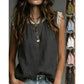 👚 Women's Round Neck Sleeveless Lace Top — Semi-Sheer Lace Panel Blouse with Classic Crew Neck