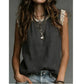 👚 Women's Round Neck Sleeveless Lace Top — Semi-Sheer Lace Panel Blouse with Classic Crew Neck