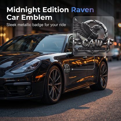 🐦⬛ Midnight Edition Raven Metal Emblem for Cars and Trucks — Blacked Out Universal Vehicle Badge