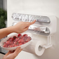 🧲 2-in-1 Magnetic Wrap Cutter & Towel Holder — Wall-Mounted Cling Film Dispenser with Paper Towel Rack