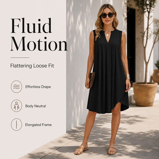 👗Women's Elegant Pleated V-Neck Dress