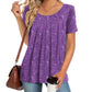 👚 Women's Round Neck Short-Sleeved Floral Top — Lightweight Floral Print Top with Classic Crew Neck